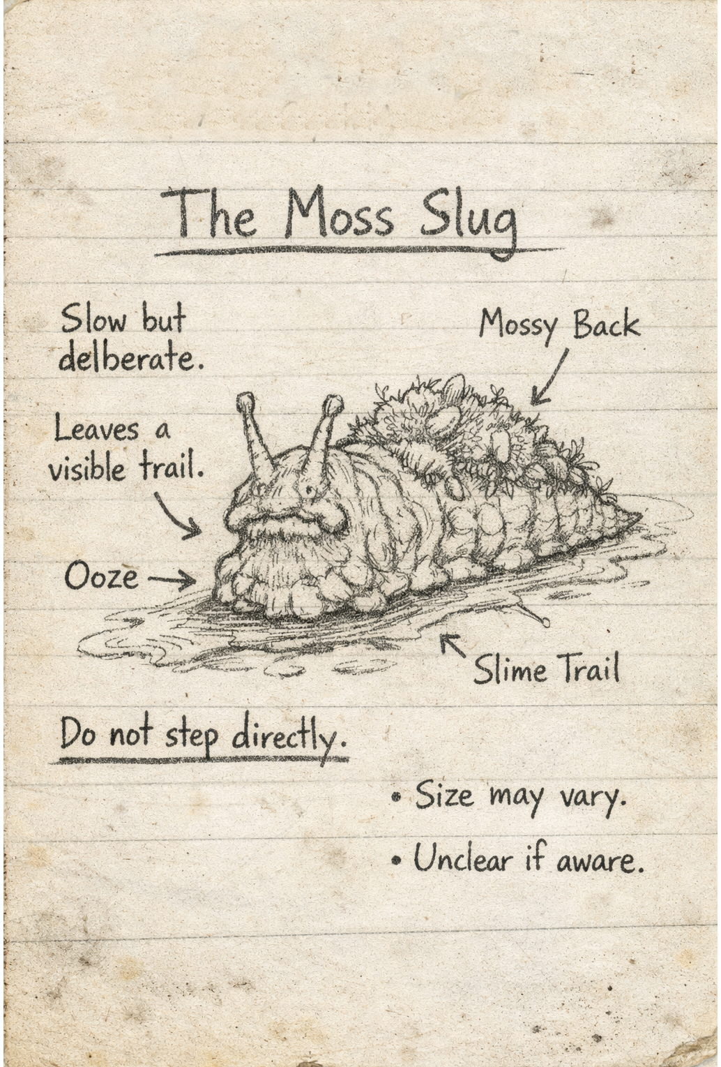 Alex's drawing of the Moss Slug