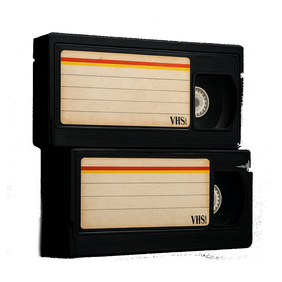 Close-up of blank VHS tapes